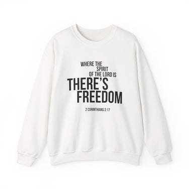Where the Spirit Is There’s Freedom Christian Sweatshirt – 2 Corinthians 3:17 in white | Faith Culture