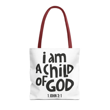 Faith Culture I Am a Child of God Tote Bag | 1 John 3:1 Christian Faith Tote