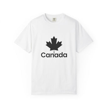 Faith Culture - Black Maple Leaf Canada Unisex T-Shirt – White | Minimalist Patriotic Tee