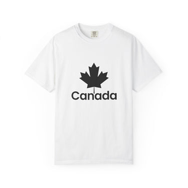 Faith Culture - Black Maple Leaf Canada Unisex T-Shirt – White | Minimalist Patriotic Tee