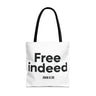 Free Indeed Christian Tote Bag | John 8:36 Bible Verse Gift 18" × 18'' Black