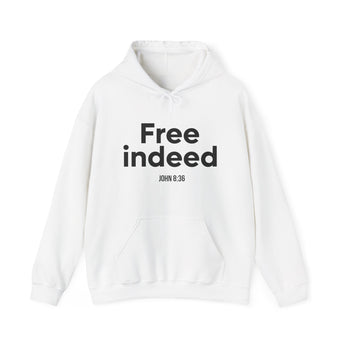Free Indeed Christian Hoodie | John 8:36 Bible Verse Apparel White