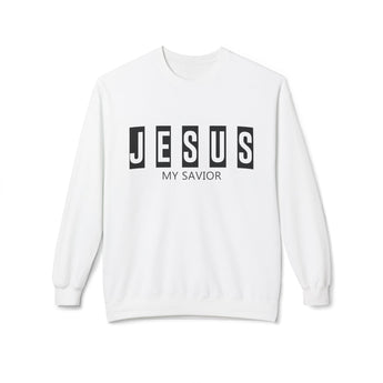Faith Culture - Jesus My Savior Christian Crewneck Sweatshirt – White | Bold Faith Statement Pullover White