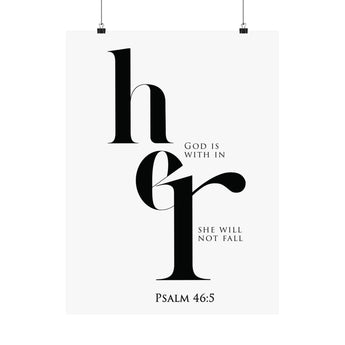 Faith Culture God Is Within Her Psalm 46:5 Christian Matte Poster | Minimal Typography Scripture Wall Art Print