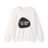 Faith Culture – Strong & Free Minimalist Maple Leaf Crewneck Sweatshirt – White | Cozy Canadian Pride Pullover