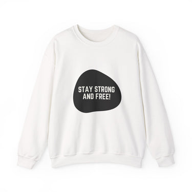 Faith Culture – Strong & Free Minimalist Maple Leaf Crewneck Sweatshirt – White | Cozy Canadian Pride Pullover