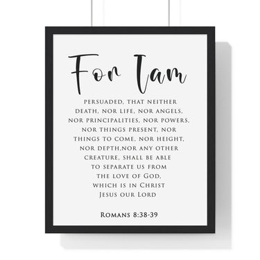 Nothing Can Separate Us framed Christian wall art inspired by Romans 8:38-39, black frame with black and white scripture typography