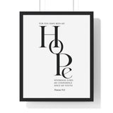 My Hope framed Christian wall art inspired by Psalm 71:5, black frame with black and white scripture typography