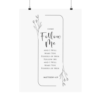 Faith Culture Follow Me Matthew 4:19 Christian Matte Poster | Fishers of Men Scripture Wall Art Print