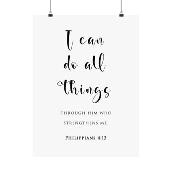 Faith Culture I Can Do All Things Philippians 4:13 Christian Matte Poster | Scripture Motivation Wall Art Print