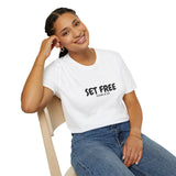 Faith Culture – Set Free Unisex T-Shirt – White | Christian Freedom Tee Based on John 8:36