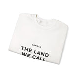 Faith Culture – The Land We Call Our Home Crewneck Sweatshirt – White | Minimalist Canadian Roots Pullover