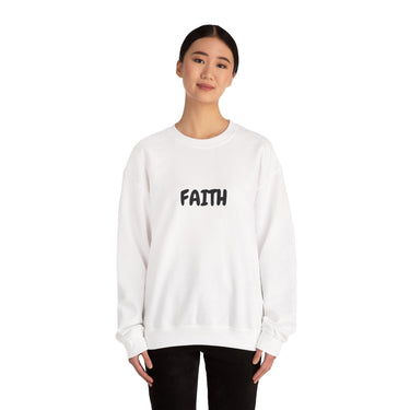 Faith Culture – Faith Unisex Crewneck Sweatshirt – White | Minimalist Christian Sweatshirt for Everyday Encouragement