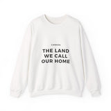 Faith Culture – The Land We Call Our Home Crewneck Sweatshirt – White | Minimalist Canadian Roots Pullover