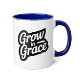 Faith Culture - Grow in Grace - Christian Accent Coffee Mug, 11oz Blue 11oz