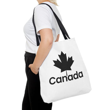 Faith Culture – Canada Maple Leaf Tote Bag | Bold Black & White Canadian Carryall 18" × 18'' Black