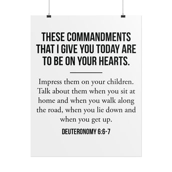 Faith Culture These Commandments Christian Wall Poster | Deuteronomy 6:6-7 Father’s Day Gift