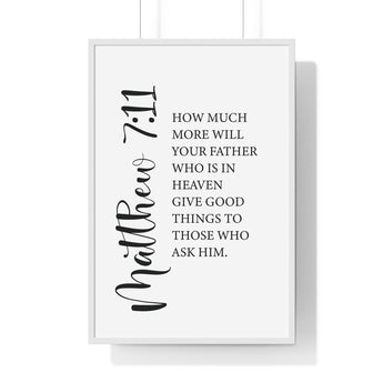 Faith Culture - Matthew 7:11 Christian Scripture Wall Art Good Gifts from the Father 24″ x 36″ White