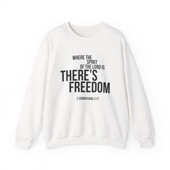 Where the Spirit Is There’s Freedom Christian Sweatshirt | 2 Corinthians 3:17 Scripture Apparel White