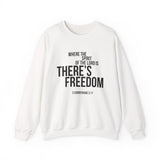 Where the Spirit Is There’s Freedom Christian Sweatshirt | 2 Corinthians 3:17 Scripture Apparel White