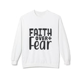 Faith Culture - Faith Over Fear Christian Sweatshirt | Inspirational Bible Verse Crewneck White
