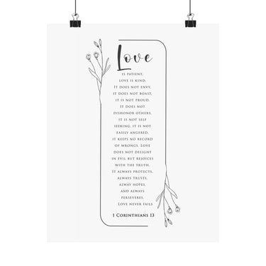 Faith Culture Love Is Patient 1 Corinthians 13 Christian Matte Poster | Love Never Fails Scripture Wall Art Print 11″ x 14″ Matte