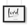 The Lord Is Good framed Christian wall art, Psalm 100:5, black lettering on white with a black wooden frame