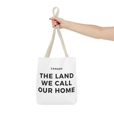 Faith Culture – The Land We Call Our Home Tote Bag | Sentimental Canadian Heritage Carryall 13" × 13'' Beige