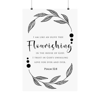 Faith Culture Flourishing Psalm 52:8 Christian Matte Poster | Minimal Typography Scripture Wall Art Print