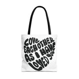 Faith Culture - Serve One Another in Love Christian Tote Bag - Galatians 5:13 Bible Verse 18" × 18'' Black