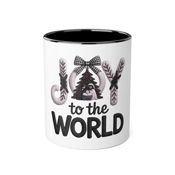 Faith Culture - Joy to the World Nativity Knit Christian Christmas Mug, 11oz | Neutral Holiday Coffee Cup