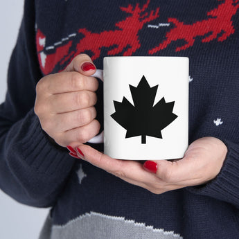 Faith Culture – Black Maple Leaf Mug – 11oz & 15oz | Bold Canadian Identity Cup 11oz