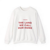 Faith Culture – The Land We Call Our Home Crewneck Sweatshirt – White | Heartfelt Canadian Heritage Pullover