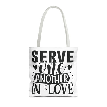 Faith Culture - Serve One Another in Love Christian Tote Bag - Galatians 5:13 Bible Verse 16" × 16'' White