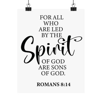 Faith Culture - Romans 8:14 Christian Poster Led by the Spirit Scripture Wall Art 8" x 10" Matte