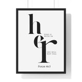 God Is Within Her Christian wall art in a black frame