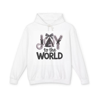 Faith Culture - Joy to the World Tree Unisex Christian Hoodie – White | Knit Christmas Worship Sweatshirt