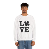 Faith Culture – LOVE Maple Leaf Crewneck Sweatshirt – White | Minimalist Canadian-Inspired Design