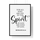 Faith Culture - Romans 8:14 Christian Scripture Wall Art Led by the Spirit of God 24″ x 36″ Black