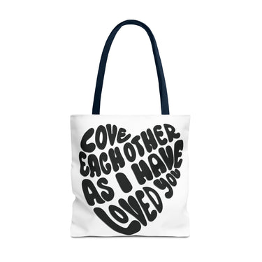 Faith Culture - Serve One Another in Love Christian Tote Bag - Galatians 5:13 Bible Verse 18" × 18'' Navy