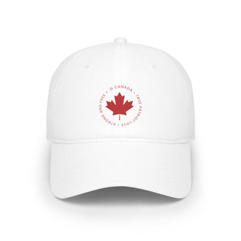 Faith Culture – O Canada Circle Emblem Baseball Cap – White with Red Maple Leaf | National Anthem Tribute Hat White One size