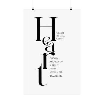 Faith Culture Create in Me a Clean Heart Psalm 51:10 Christian Matte Poster | Minimal Scripture Wall Art Print