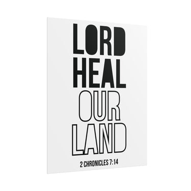 Lord Heal Our Land Christian Poster | 2 Chronicles 7:14 Scripture Wall Art