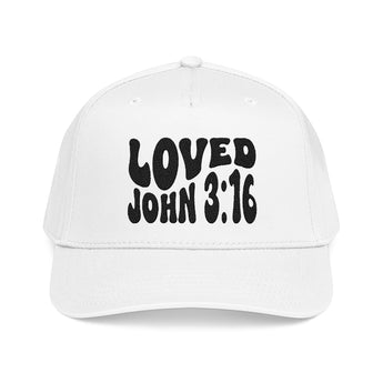 Faith Culture - Loved John 3:16 Snapback Cap – White | Christian Baseball Hat with Bold Embroidered Style
