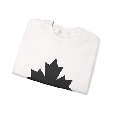 Faith Culture – Solid Black Maple Leaf Crewneck Sweatshirt – White | Bold Minimalist Canadian Pullover