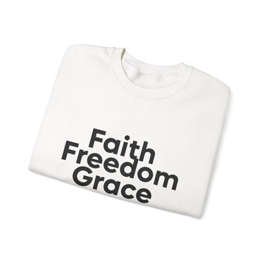Faith Freedom Grace Christian Sweatshirt | John 8:36 Bible Verse Apparel