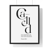 When I Called framed Bible verse wall art inspired by Psalm 138:3, black frame with black and white scripture typography
