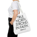 True North Strong in Faith Christian Tote Bag | Psalm 121:1-2 Scripture Gift