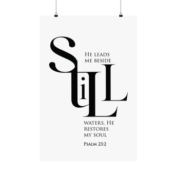 Faith Culture Still Psalm 23:2 Christian Matte Poster | Minimal Typography Scripture Wall Art Print