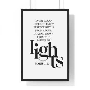 Faith Culture - James 1:17 Christian Scripture Wall Art Father of Lights 20" x 30" Black